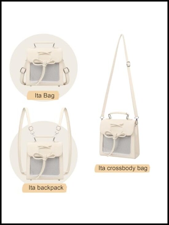 Mini Ita Backpack Crossbody Bag for Pin Display - Faux Leather